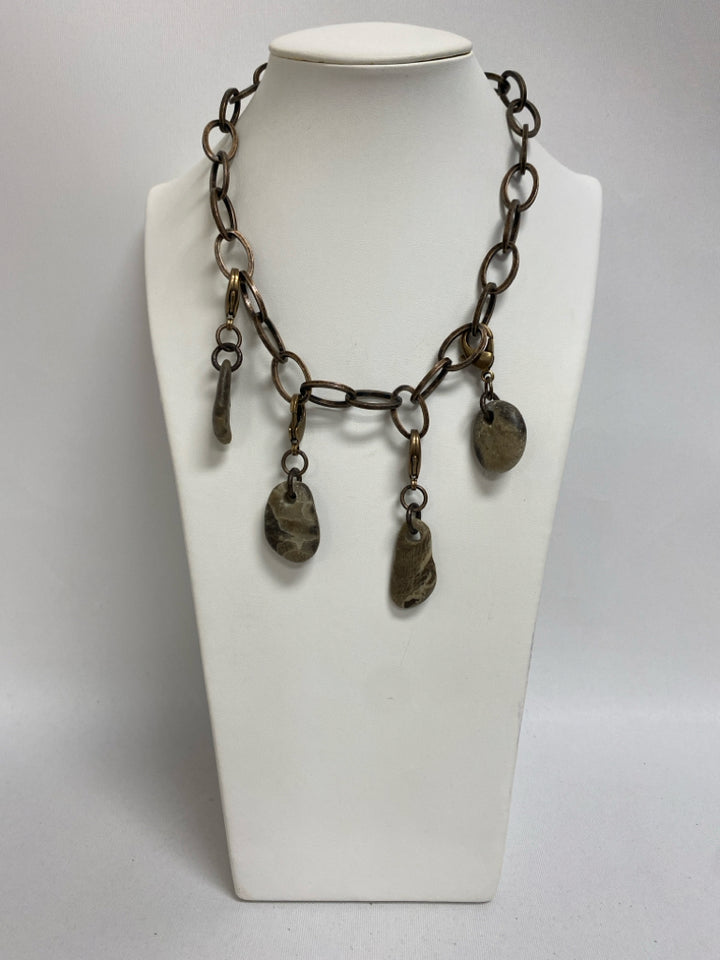 Bronze Gray/Tan Charms Necklace