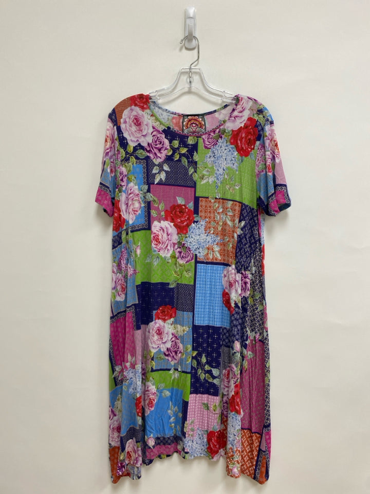 JOHNNY WAS Size M White Multi Color Ladies Dress