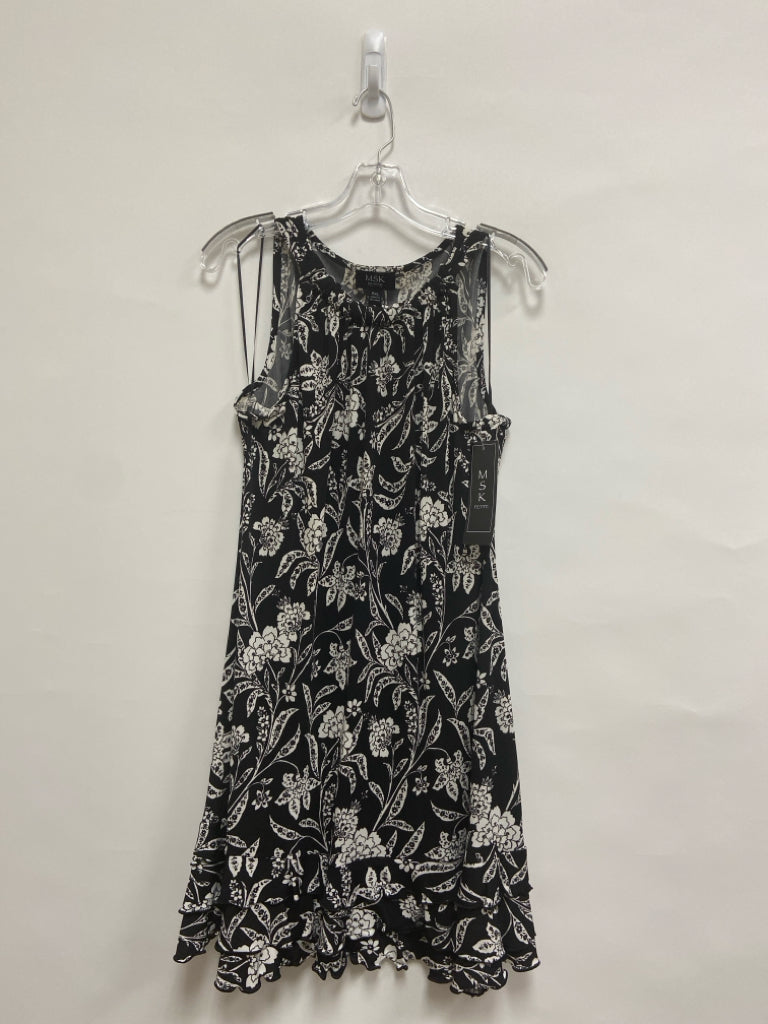 NWT MSK Size XLP Black White Flowers Sleeveless Petite Dress