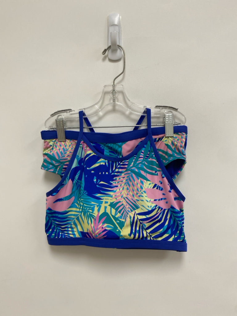 Lands End SIZE 10/12 Blue Pink/Yellow Leaves Girl&