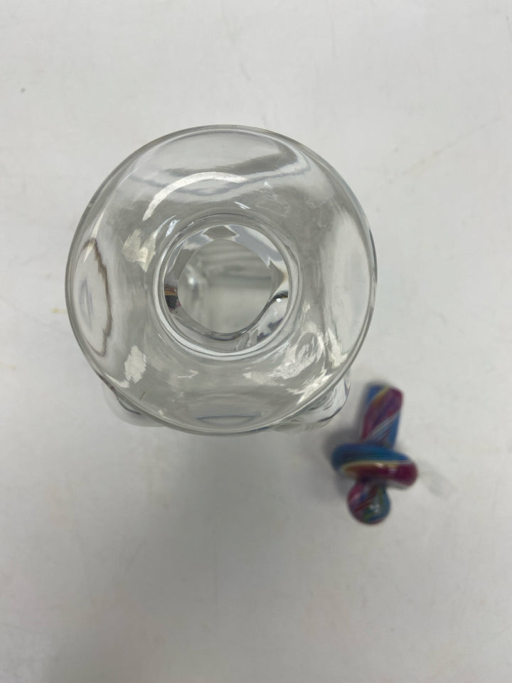 Clear Multi Color Swirl Glass Decanter