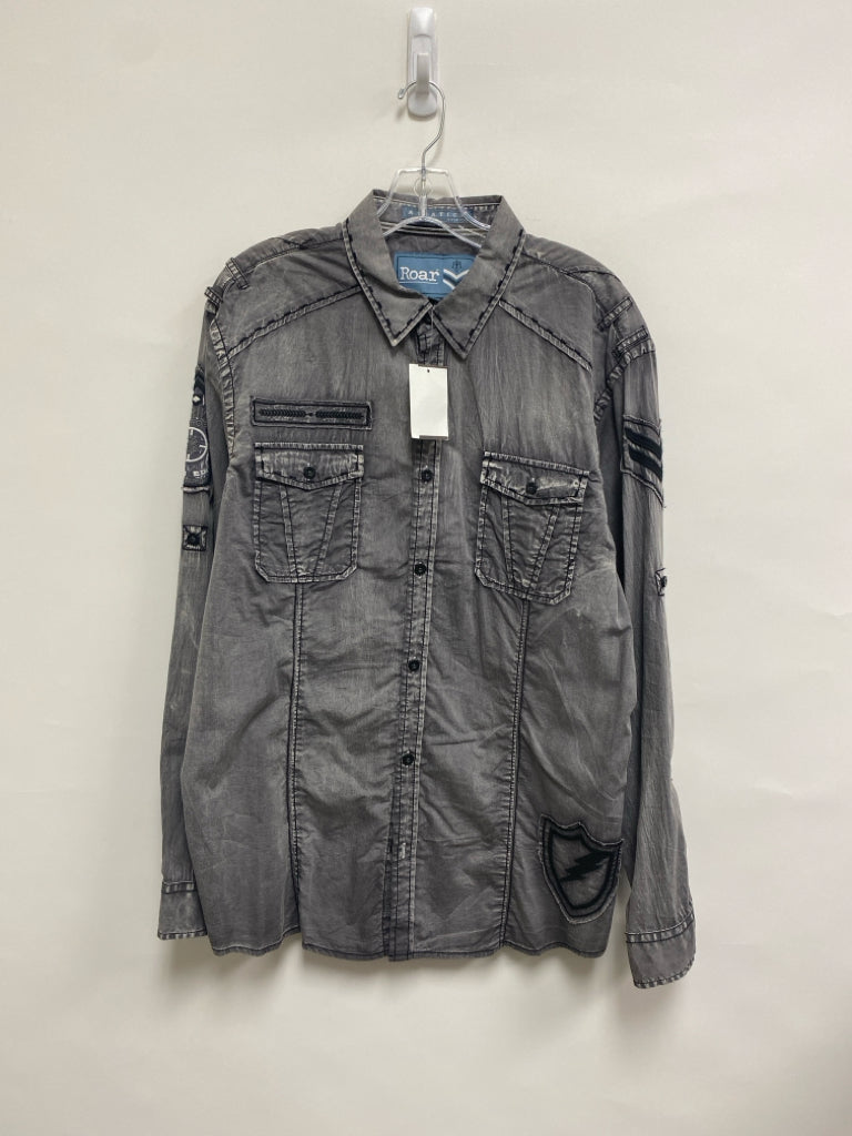 NWT Roar Brand Size 2X Faded Gray Button Down Men&