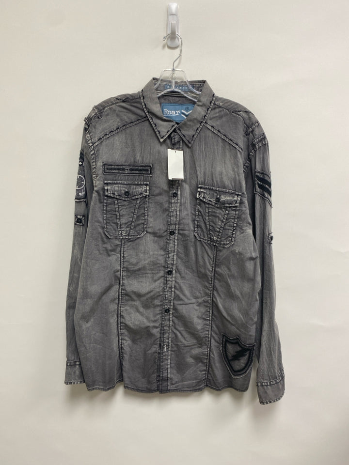 NWT Roar Brand Size 2X Faded Gray Button Down Men&