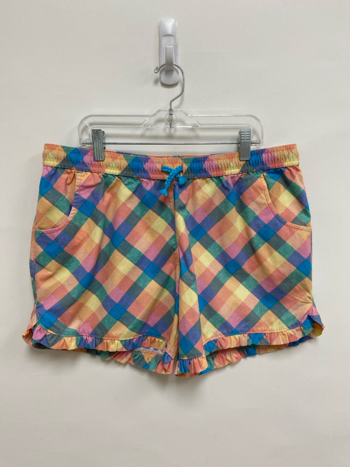 Lands End SIZE 14/16+ Coral/Pink Turquoise Checkered Pull-on Girl&