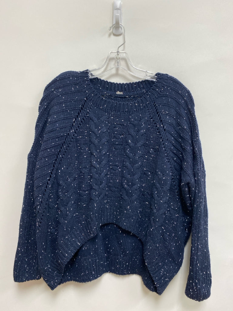 Size L Navy White Speckles Cropped Ladies Sweater