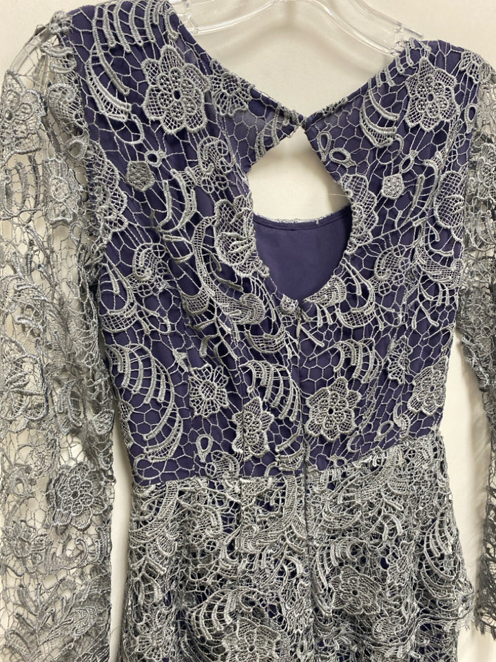 Antonio Melani Size 0 Dark Purple Gray Lace Ladies Dress