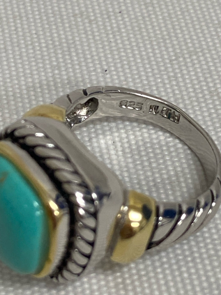 Silver/Gold Turquoise Braided Ring