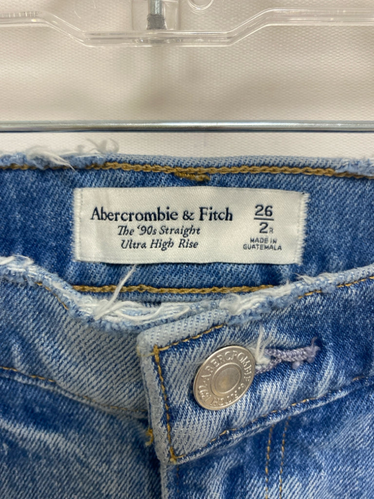 Abercrombie &amp; Fitch Size 2R Blue Denim Distressed Ladies Jeans