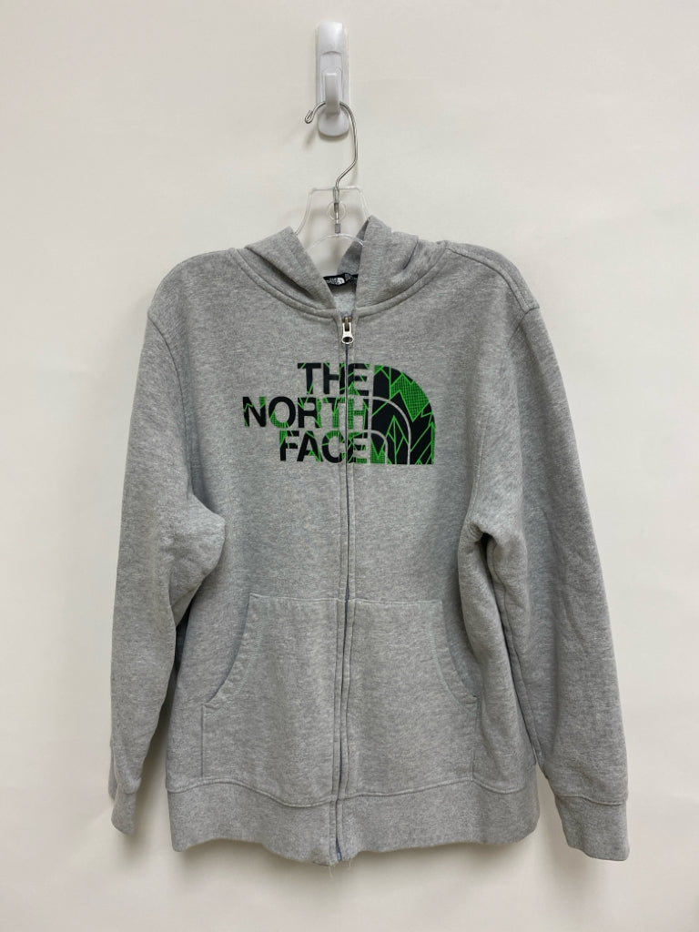 North Face SIZE 14/16 Gray Green/Black Logo Zip Down Boy&