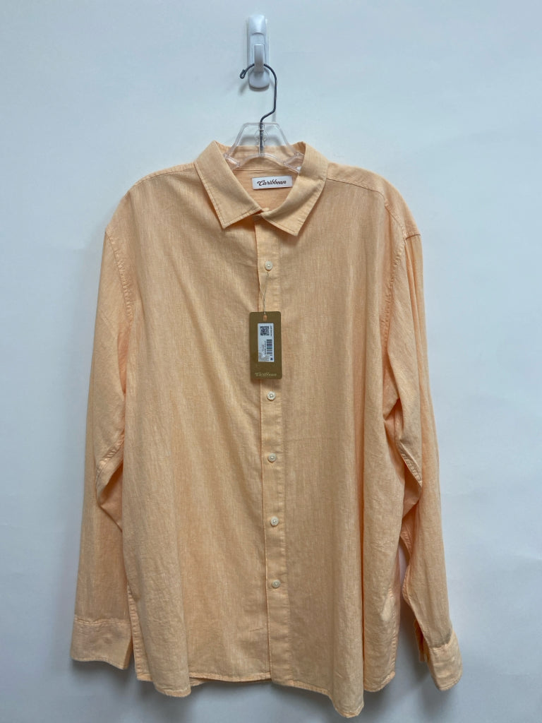 Caribbean Size L Peach Linen Blend Ladies Top