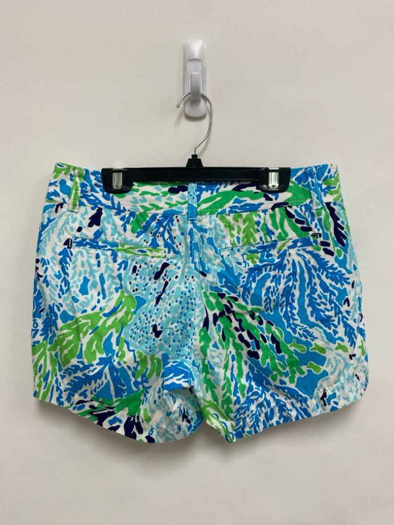 LILLY PULITZER Size 2 White/Blue Green/Navy Abstract Ladies Shorts