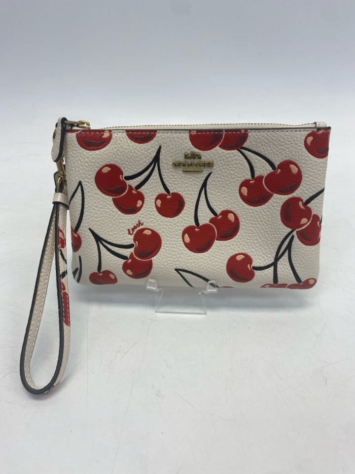Coach Cream Red Cherry(ies) Wristlet  CA800