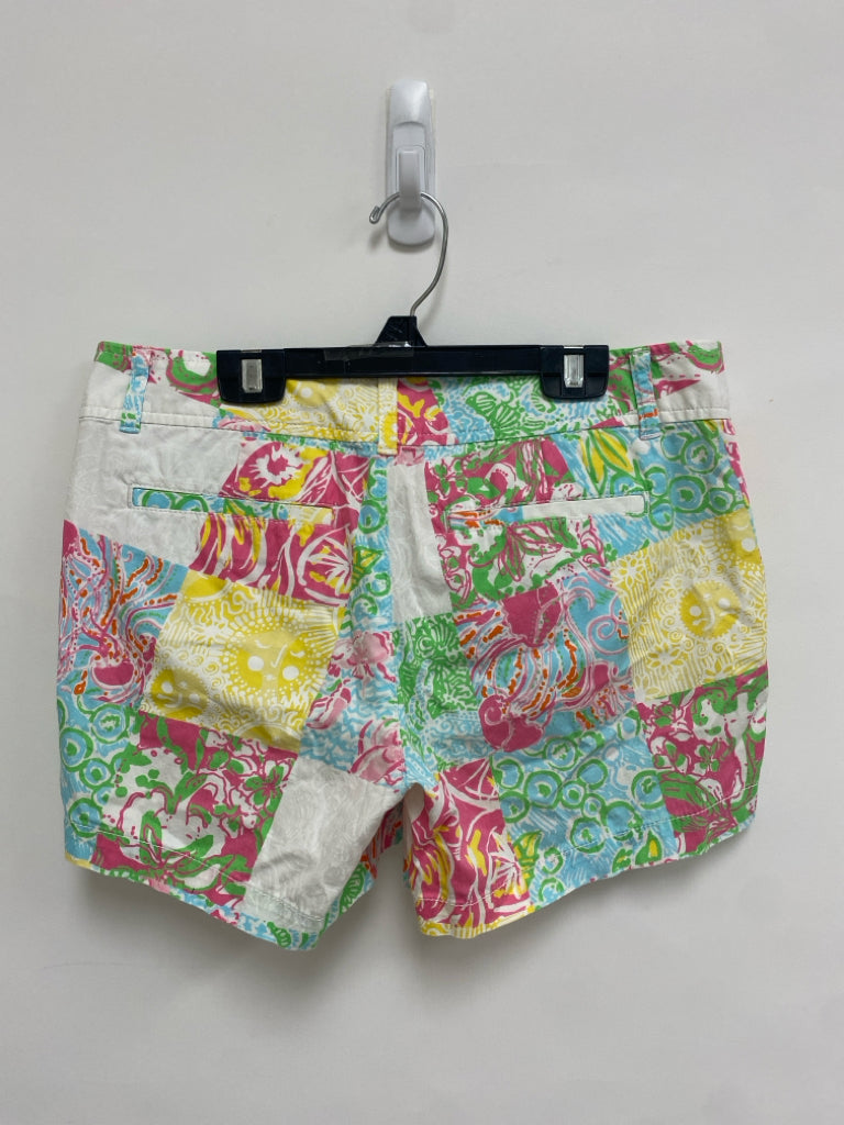 LILLY PULITZER Size 6 White Green/Pink Flowers Ladies Shorts