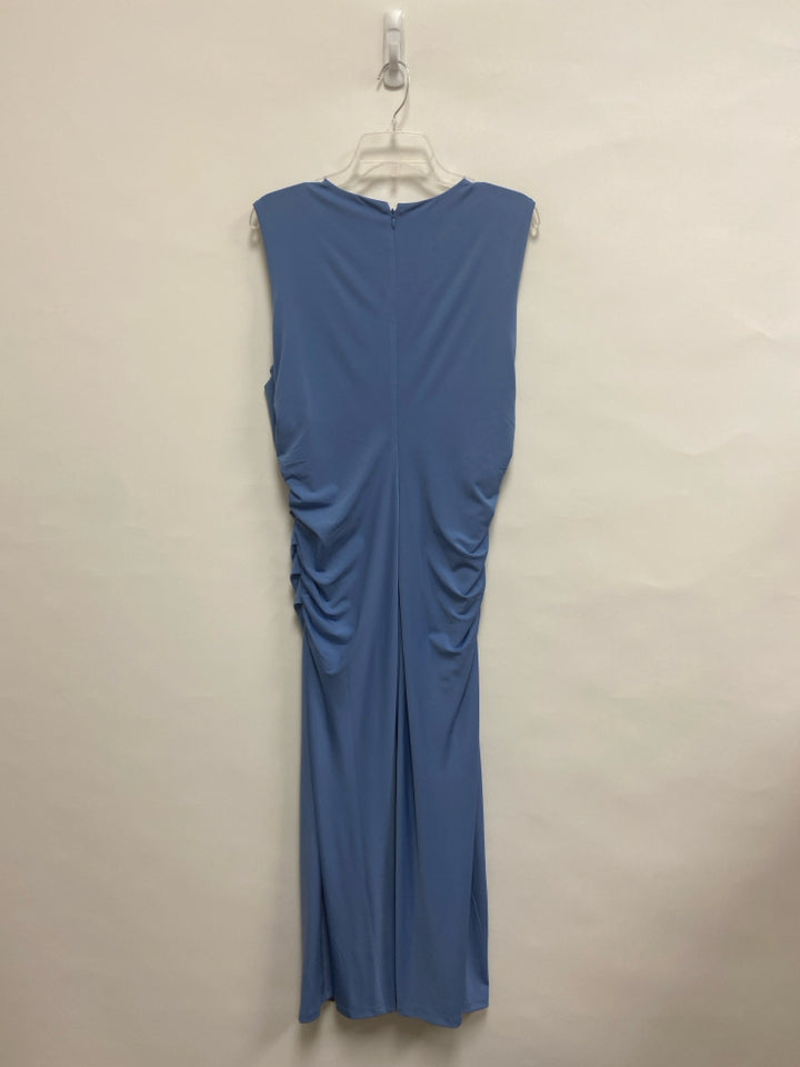 Ann Taylor Size 12 Slate Blue Ruched Sleeveless Ladies Dress