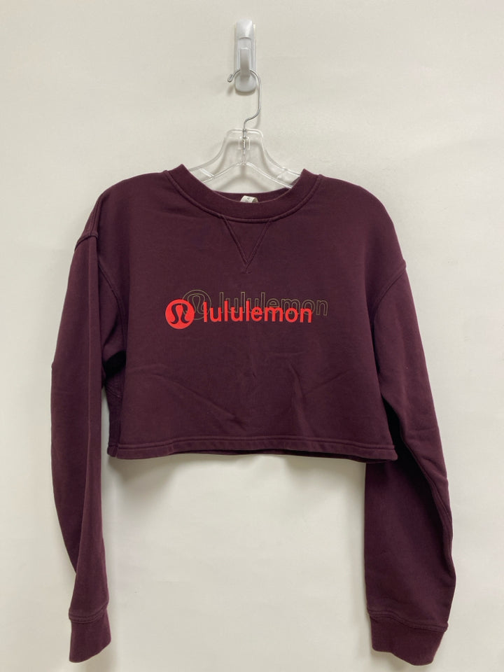 Lululemon Size 8 Burgundy Logo Cropped Athletic Sweatshirt