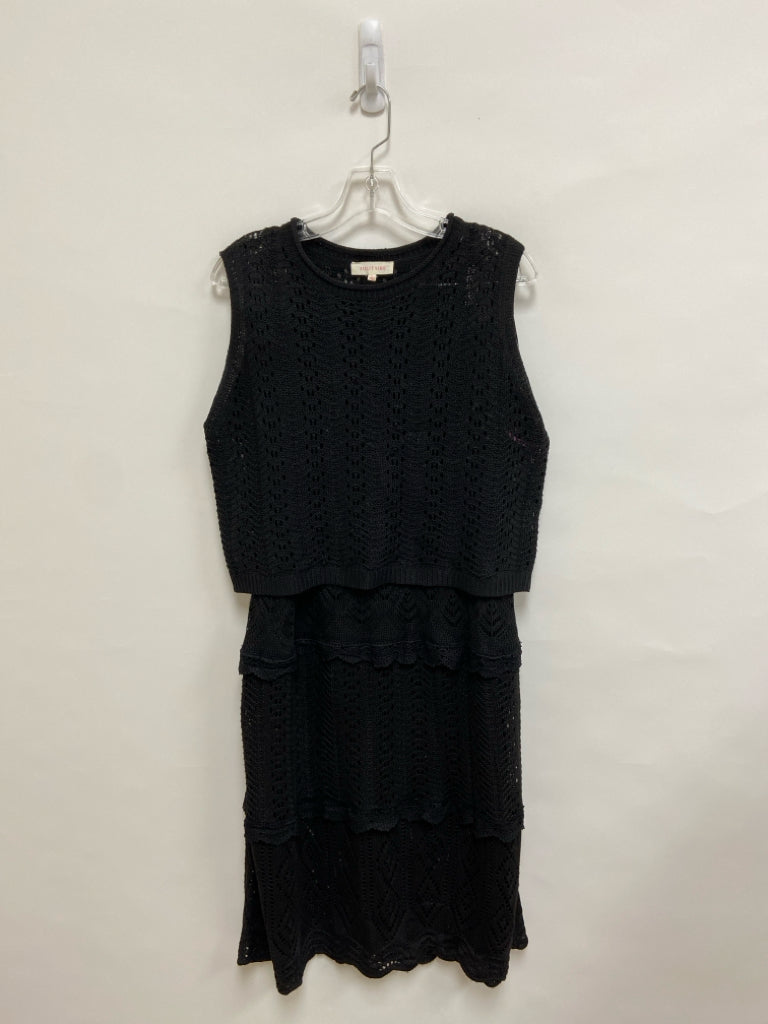 Solitaire Size L Black Sleeveless Crochet Ladies 2pc Pant Set
