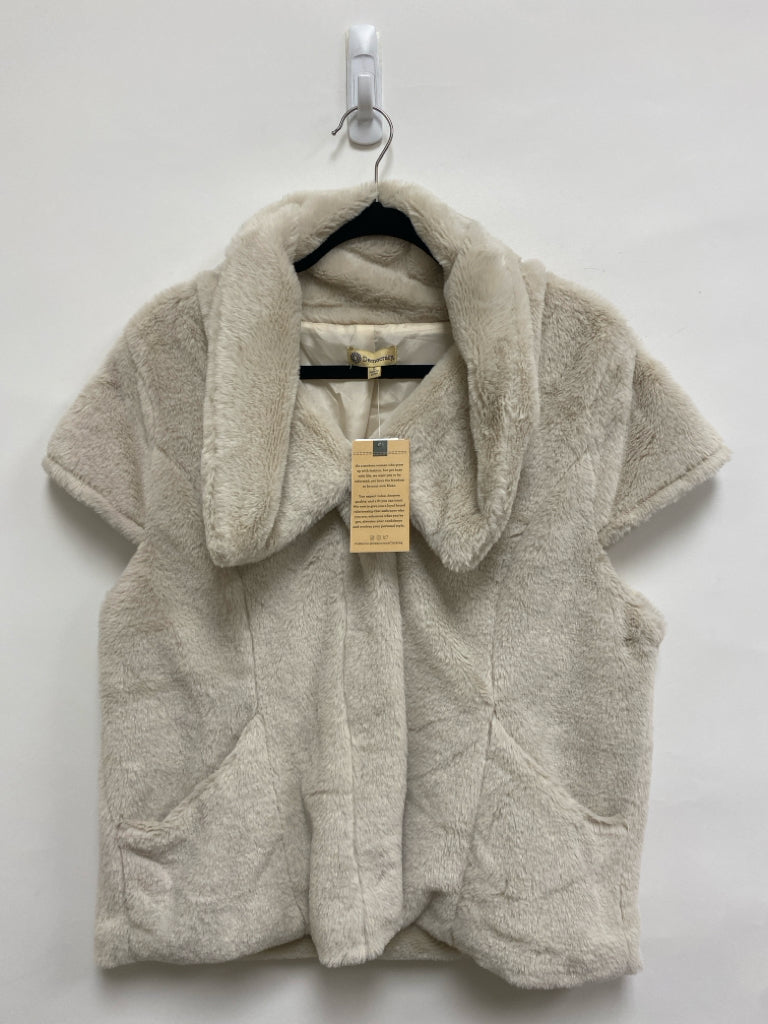 NWT Democracy Size L Cream Short Sleeve Faux Fur Ladies Jacket