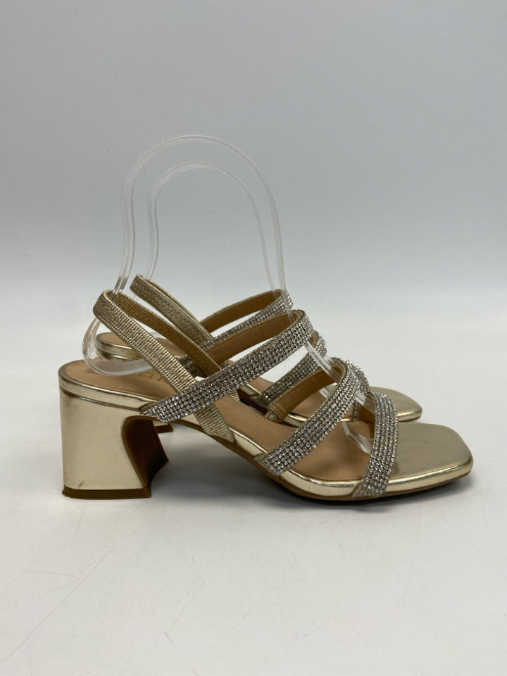 Size 6 Gold Silver Rhinestone(s) Sandals