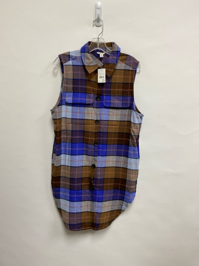 NWT CATO Size XS Brown Purple Plaid Flannel Ladies Vest
