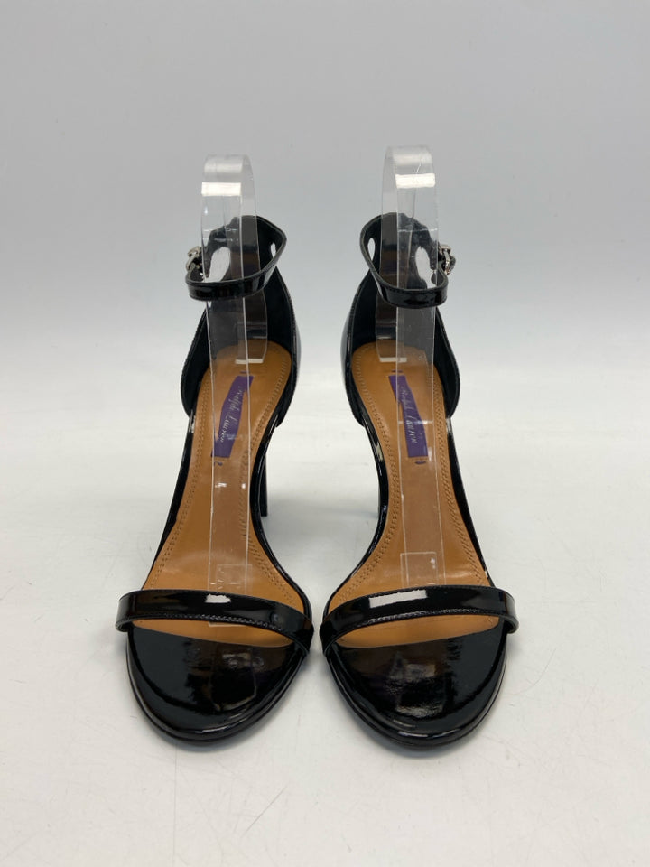 NWOT Ralph Lauren  Size 37B  Black Purple Label Patent Sandals