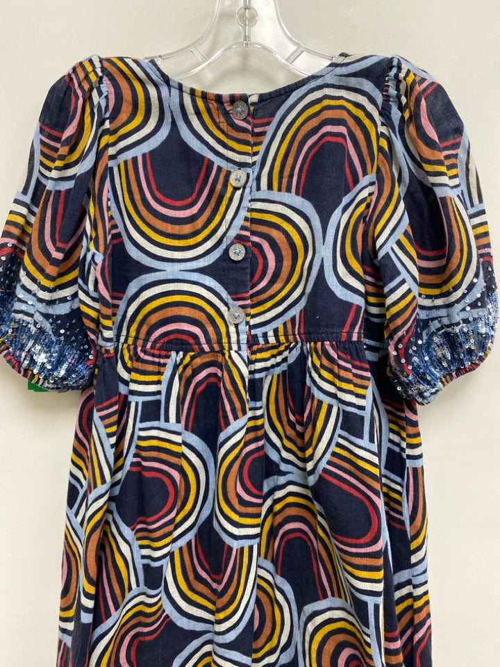 Pink Chicken SIZE 7 Navy/Yel Blue/Multi Lines Girl&
