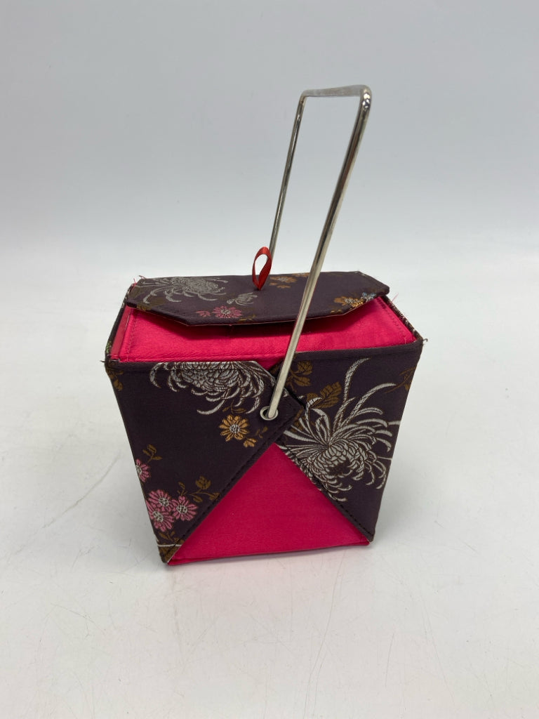 Fuchsia Brown Satin Handbag