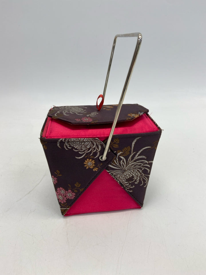 Fuchsia Brown Satin Handbag