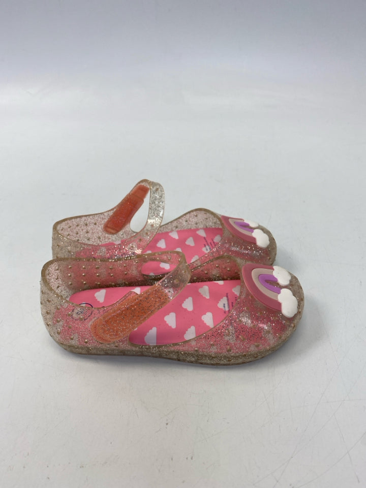 Cat &amp; Jack SIZE 8 Clear Pink/Silver Glitter Jelly Girl&