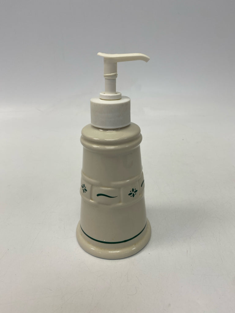 Longaberger Cream Green Accents Soap/Lotion Dispenser
