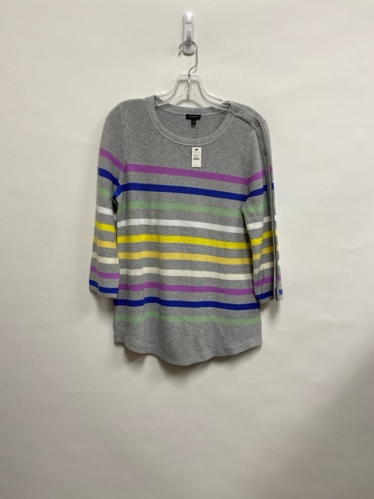 NWT Talbots Size M Gray Multi Color Stripes Ladies Sweater
