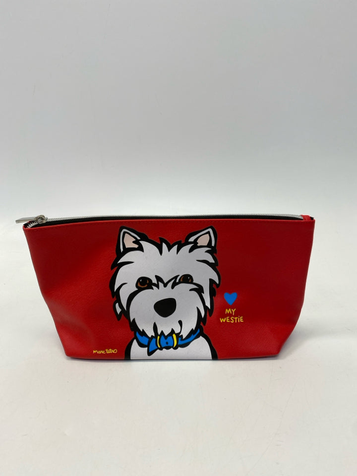 Marc Tetro Red My Westie Zip Make Up Bag