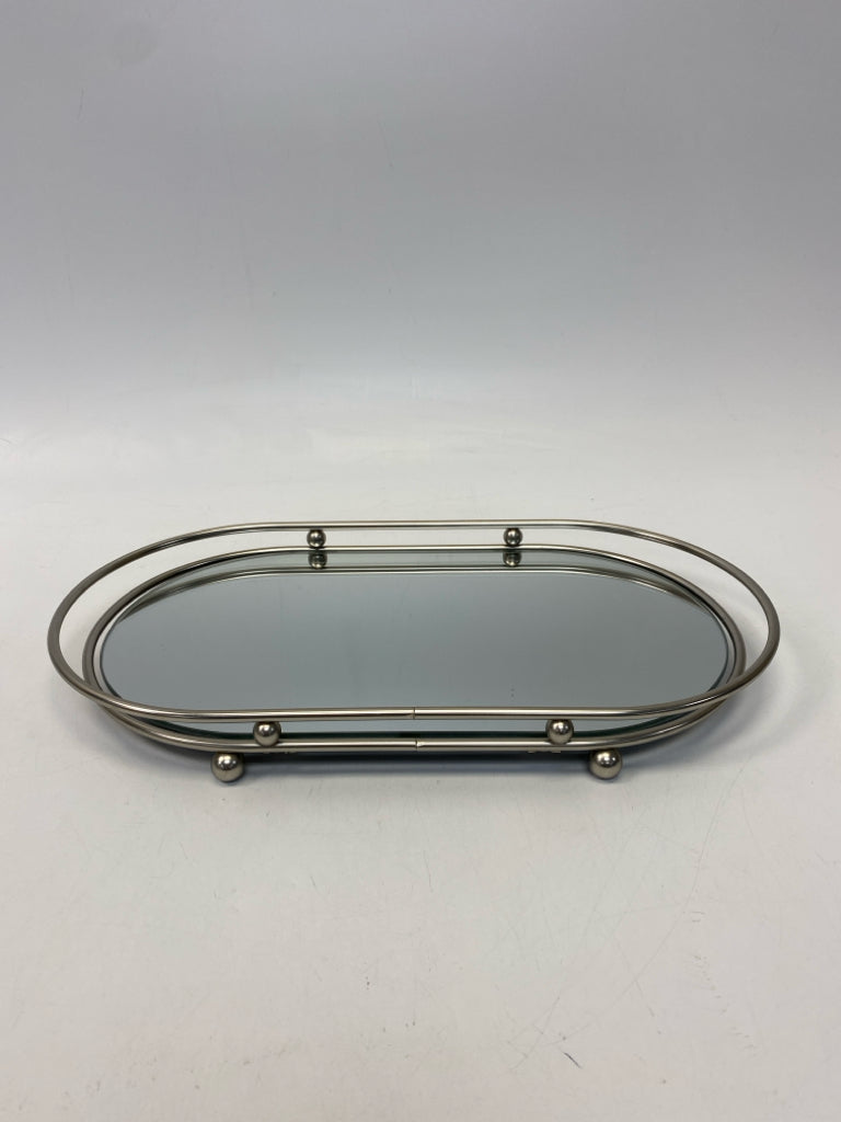 Silver Mirrored Metal Tray