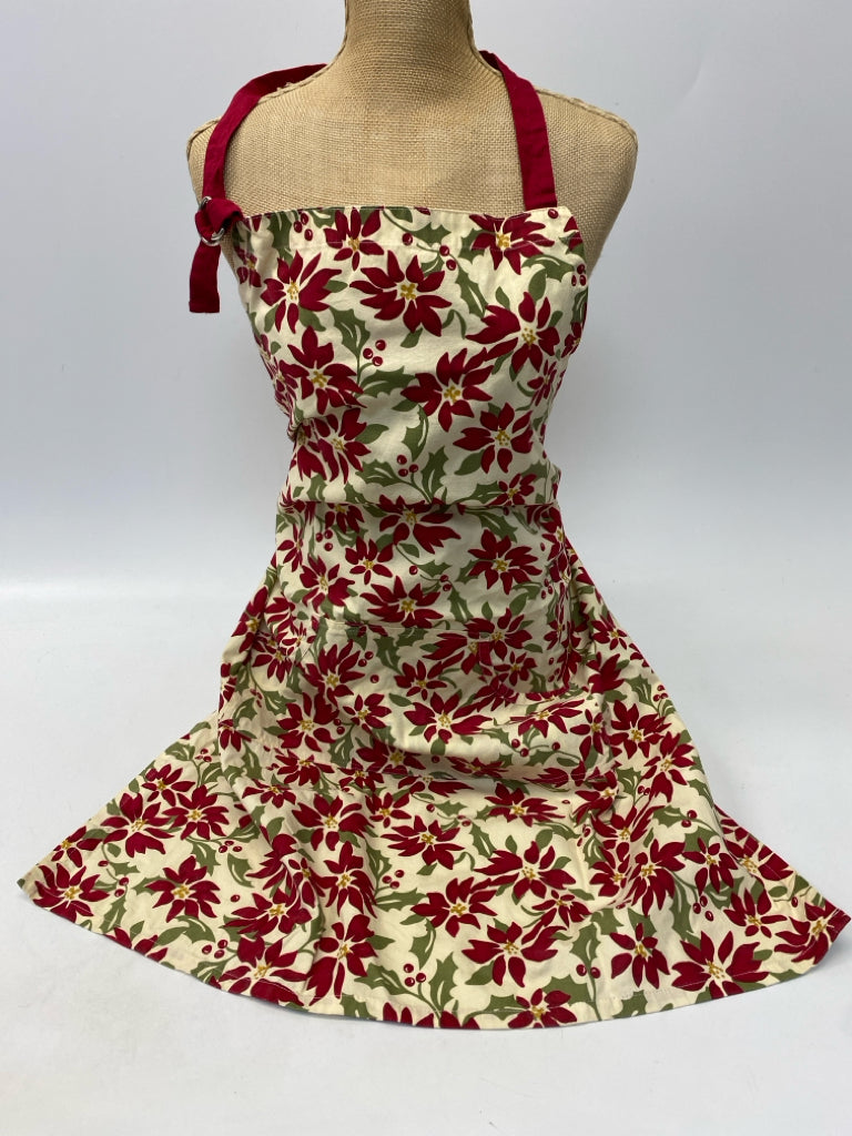 Cream Red/Gold Poinsettia Apron