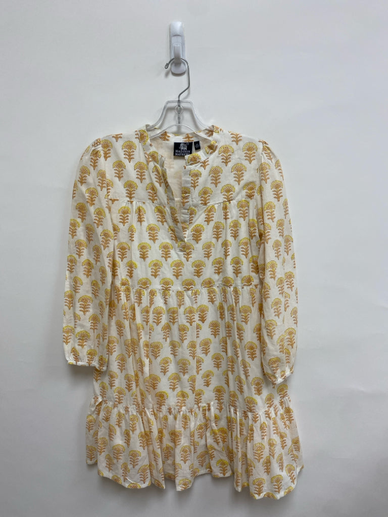 Size XS White Orange/Yellow Floral Ladies Dress