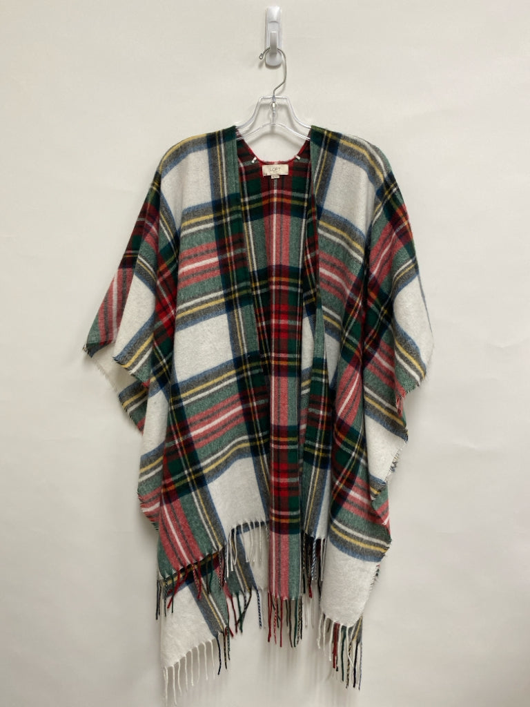 LOFT Size OSFM White Green/Red Plaid Ladies Sweater