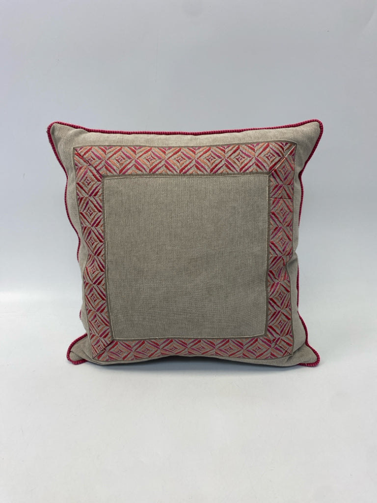 Taupe Red/Pink Pillow