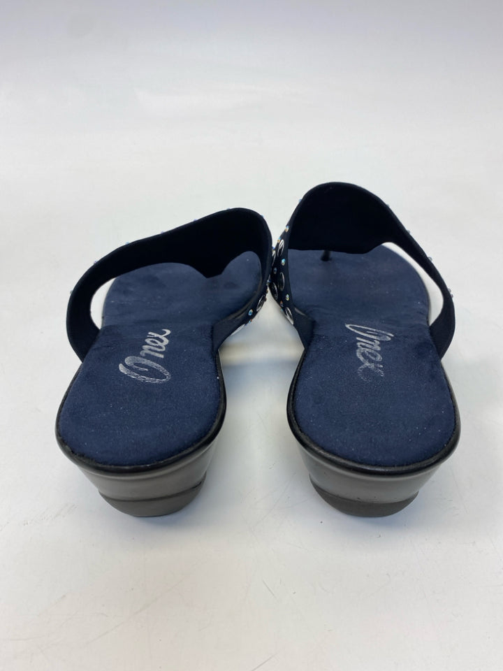 Size 8 Navy Silver Studded Sandals