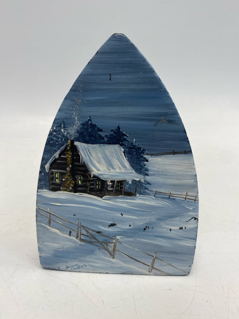 Black Blue/White Handpainted Cast Iron Misc. Home Item