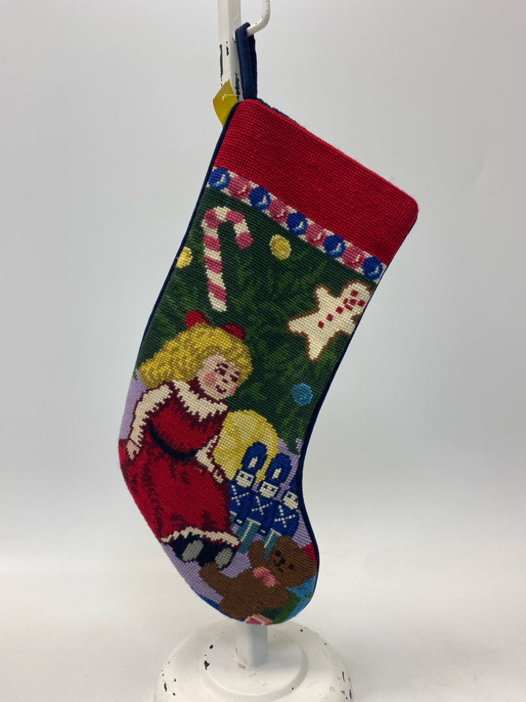 Red Green/Multi Needlepoint Christmas