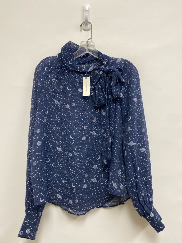 NWT Anthropologie Size S Navy White Celestial Organza Ladies Top
