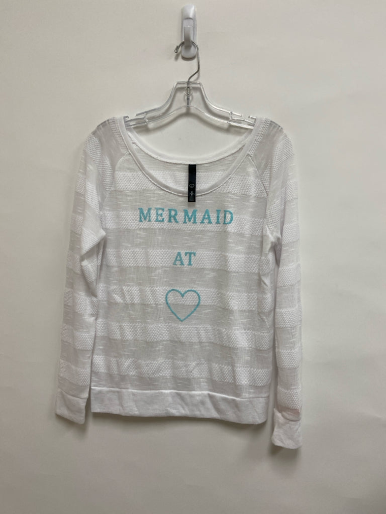 Size M White Aqua Words Ladies Sweater