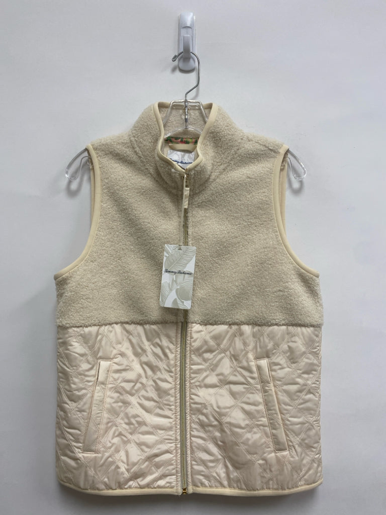 NWT Tommy Bahama Size XS Ivory Zip Down Faux Fur Ladies Vest