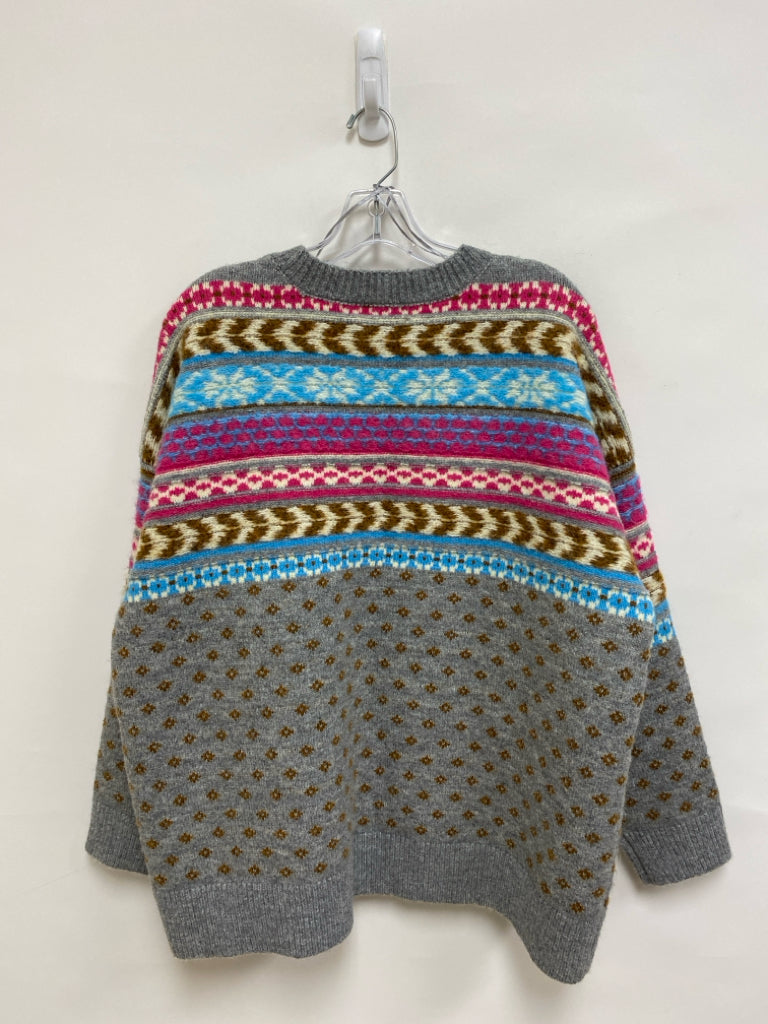 Lucky Brand Size XL Gray/Pink Cream/Brown Southwestern Cardigan Ladies Sweater