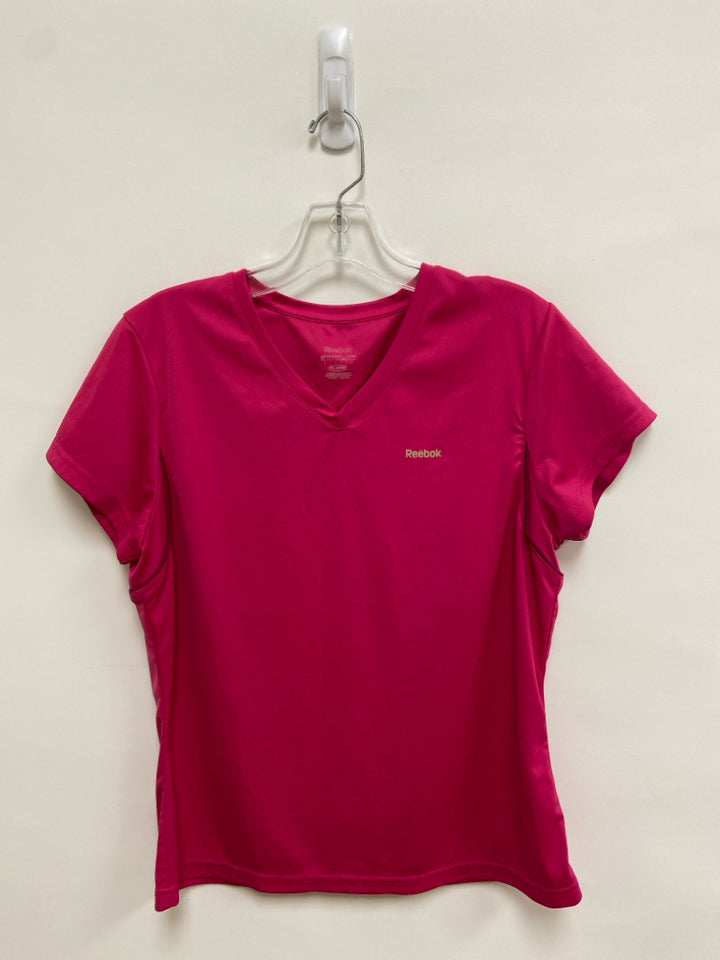 Reebok Size L Hot Pink V Neck Athletic Top