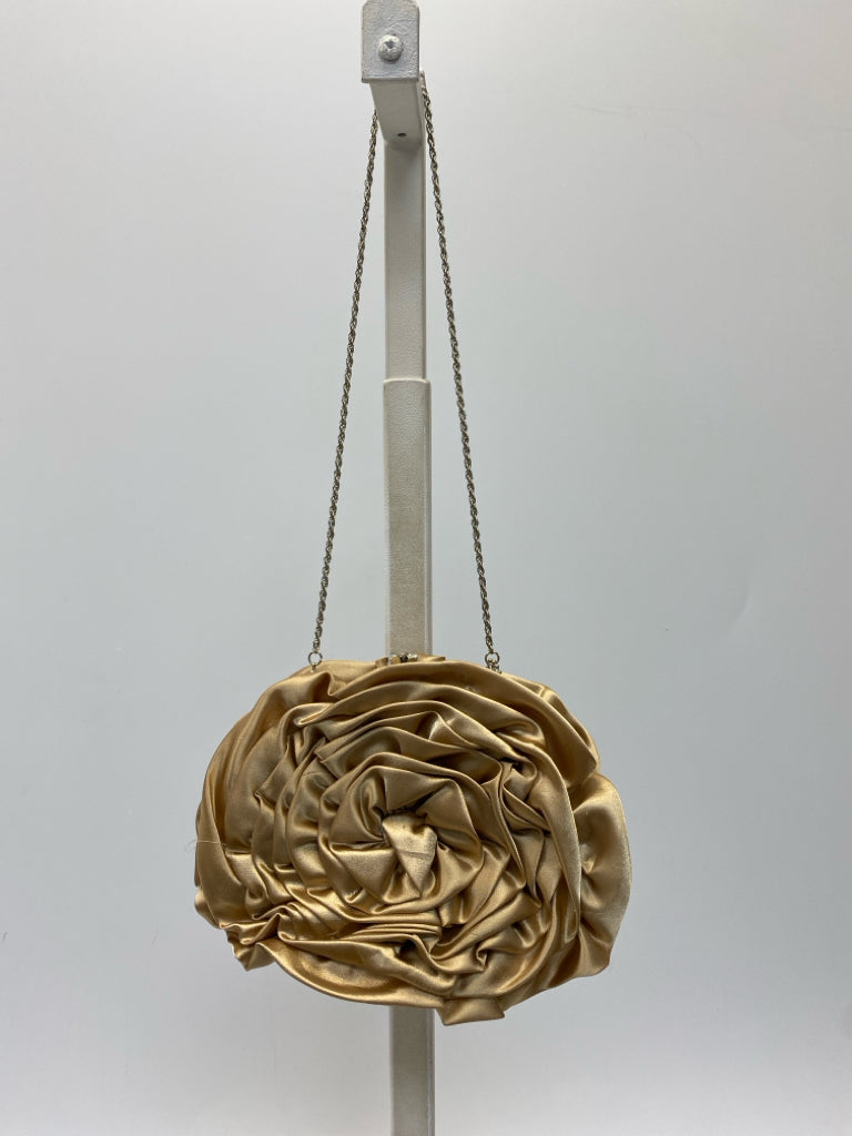Gold Flower(s) Satin Handbag