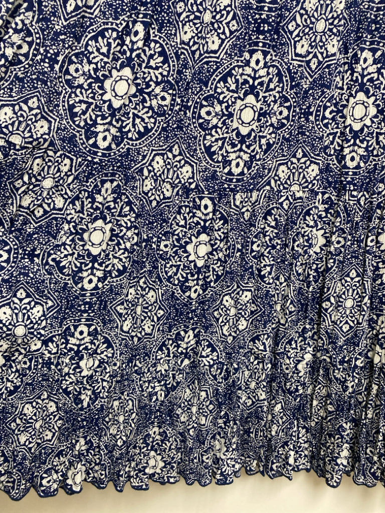 NWT Karen Kane Size S Navy/White Crinkle Maxi Ladies Skirt