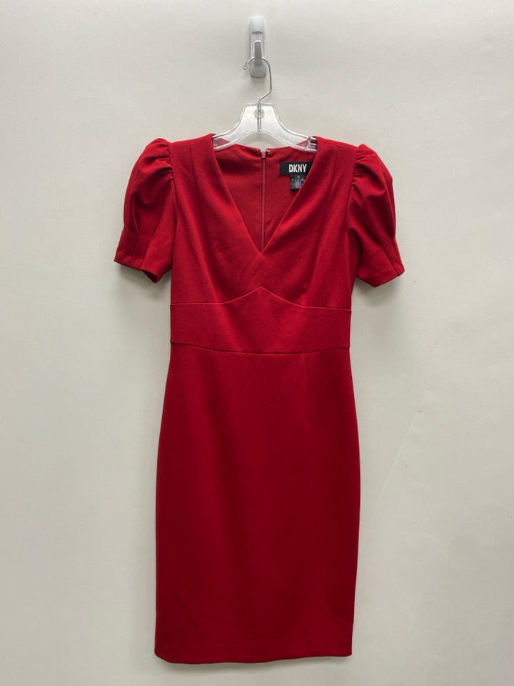 DKNY Size 2 Red V Neck Ladies Dress