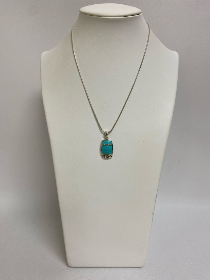 NWT Silver Turquoise Square Necklace