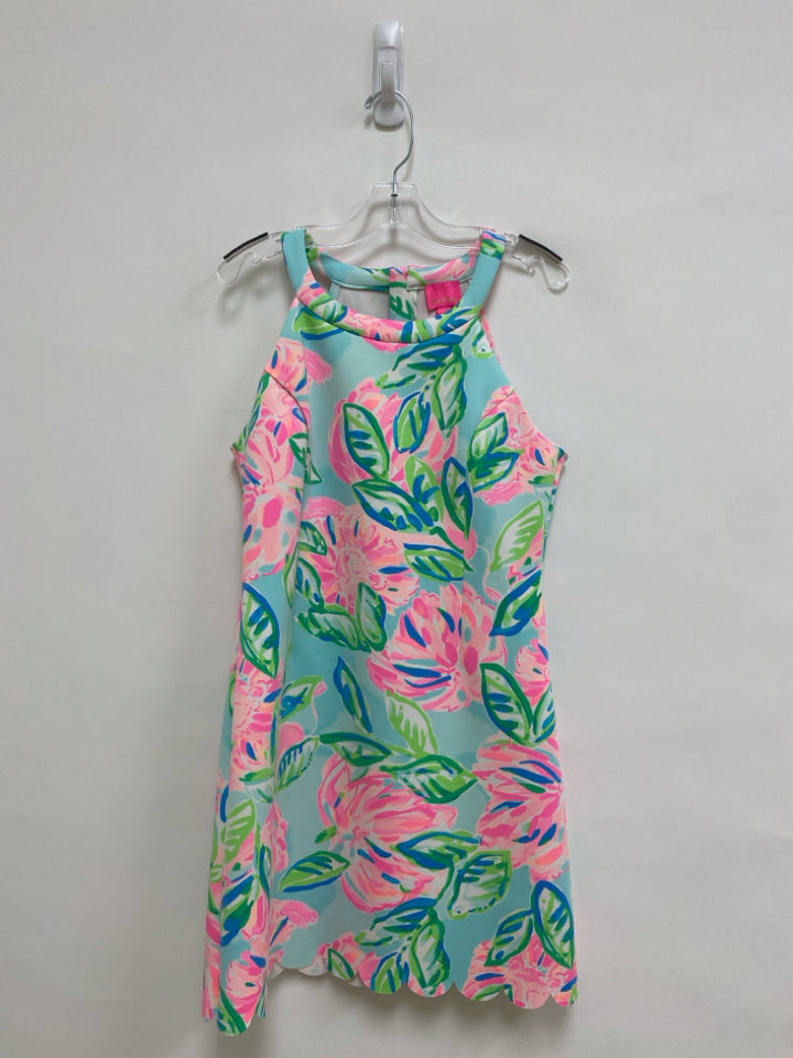 LILLY PULITZER SIZE 14 Pink/White Aqua/Green Sleeveless Girl&