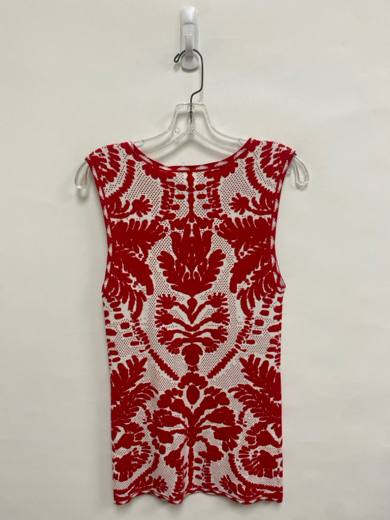 NWT Marie Oliver Size L Red White Sleeveless Ladies Sweater